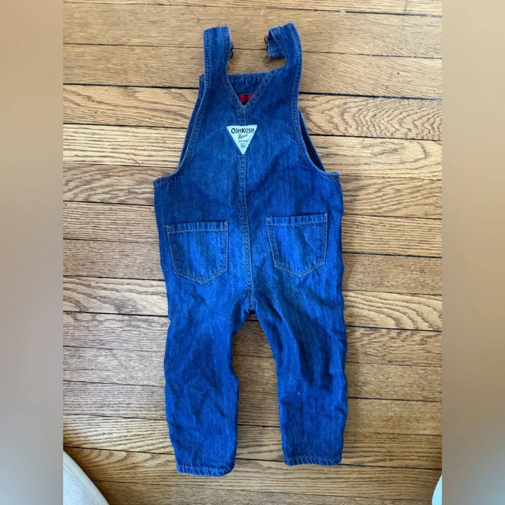 OshKosh B'gosh Plaid Lined Denim Overalls - Size 18 Months